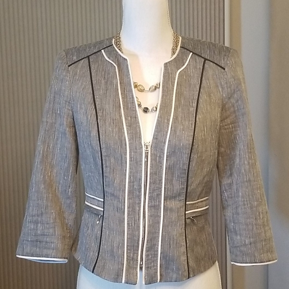 White House Black Market Jackets & Blazers - WHBM linen/cotton blazer EUC 3/4 sleeves Sz: 4